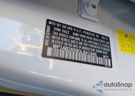 2016 Porsche Macan S z USA, uszkodzony, nr VIN WP1AB2A58GLB41846